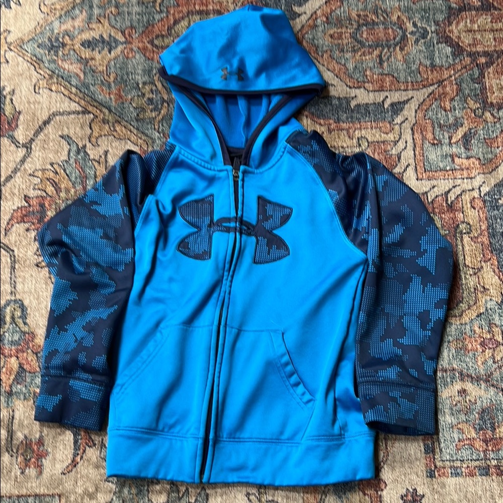 Under Armour Blue Zip-Up Hoodie Sweatshirt. Youth 7